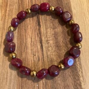 Handmade Red and Gold Beaded Bracelet